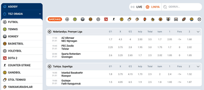 Sportga garovlar liniyasi va koeffitsentlar